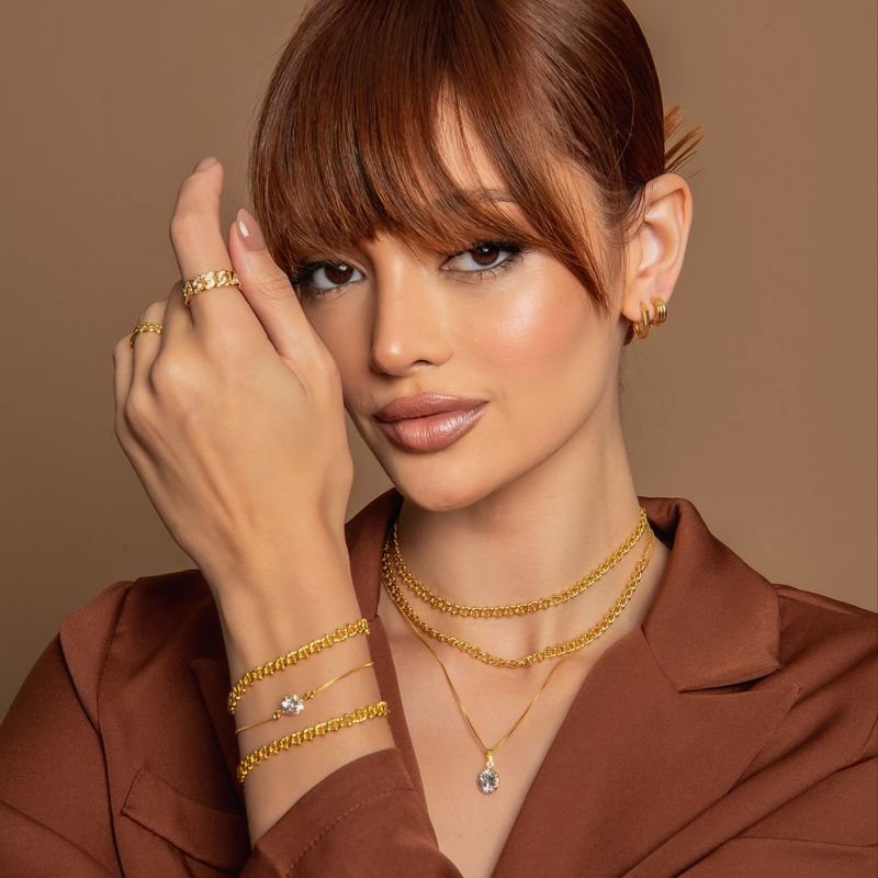 PULSEIRA ELOS ESTILO DOURADO FOLHEADO