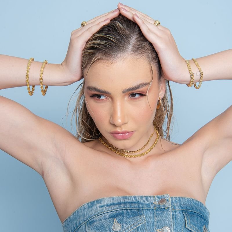 PULSEIRA ELOS FECHADOS 7MM BANHADO A OURO 18K