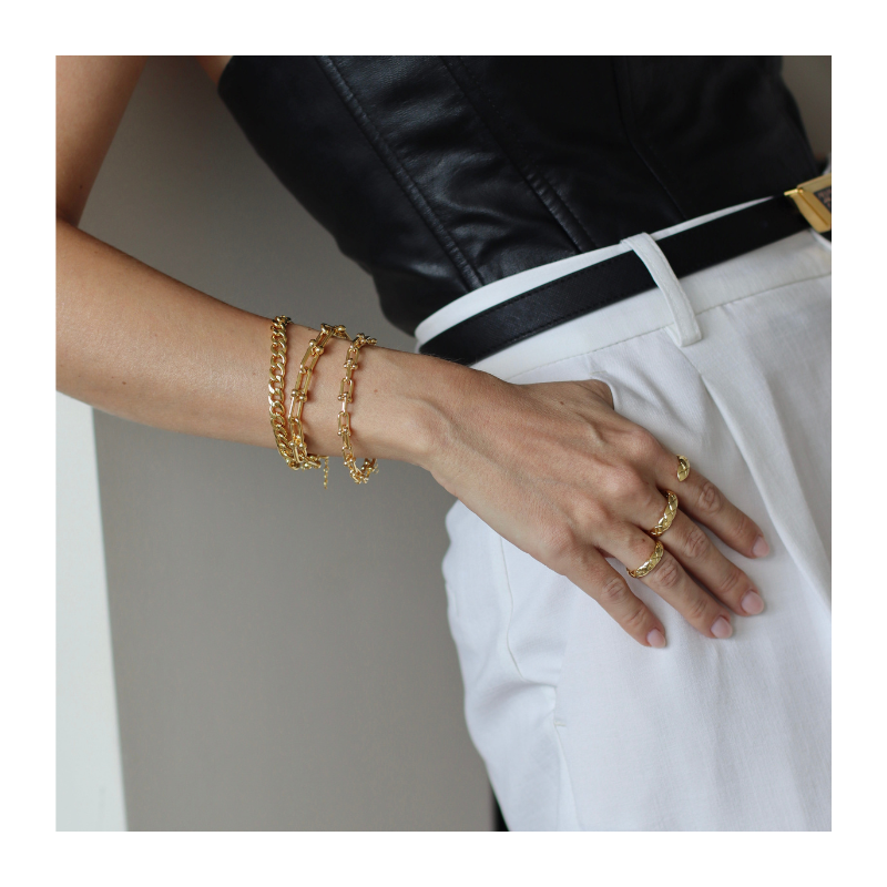 PULSEIRA ELOS INSPIRED TIFFA BANHADO A OURO 18K