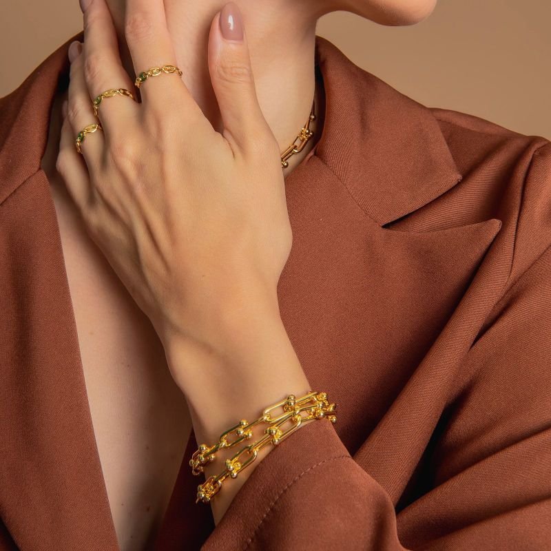 PULSEIRA ELOS INSPIRED TIFFA BANHADO A OURO 18K