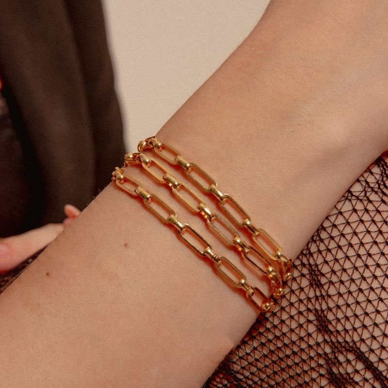 PULSEIRA ELOS INTERLIGADOS DOURADO FOLHEADO