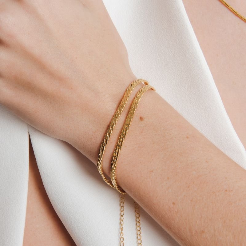 PULSEIRA ELOS JUSTOS 4MM DOURADO FOLHEADO