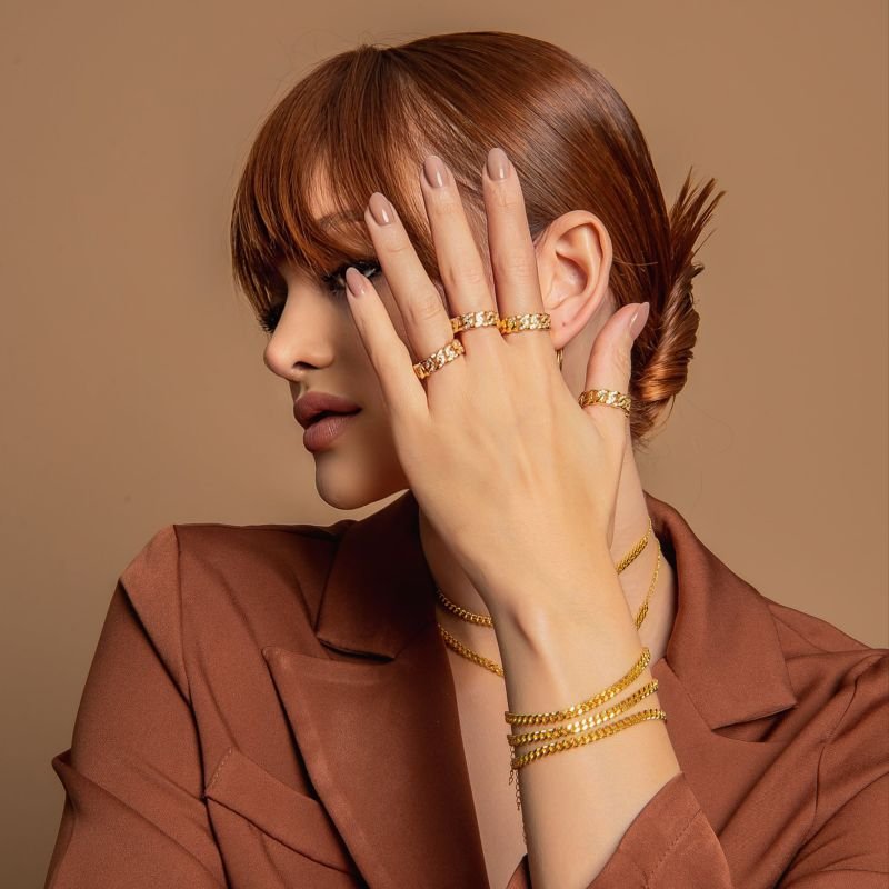 PULSEIRA ELOS LIXADAS P GROSSA DOURADO FOLHEADO