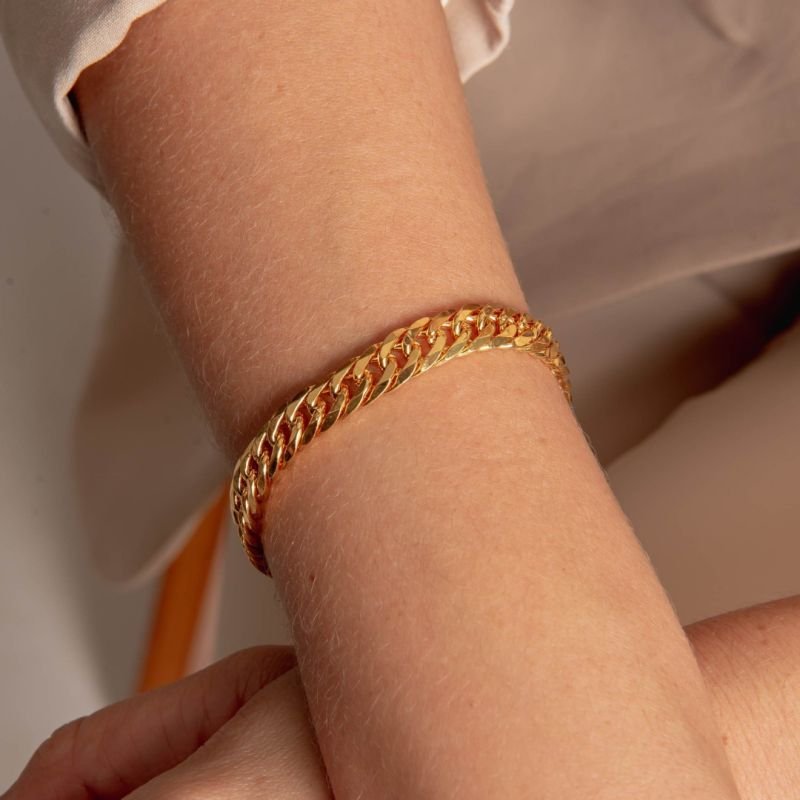 PULSEIRA ELOS LIXADOS ELLA BANHADO A OURO 18K