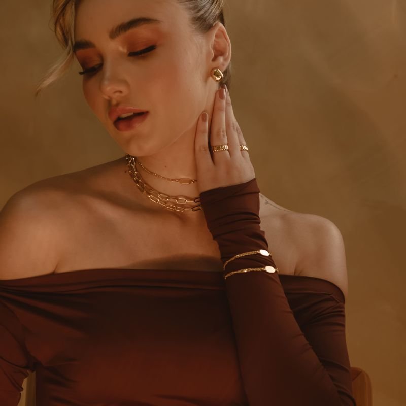 PULSEIRA ELOS PLAQUINHA BASIC BANHADO A OURO 18K