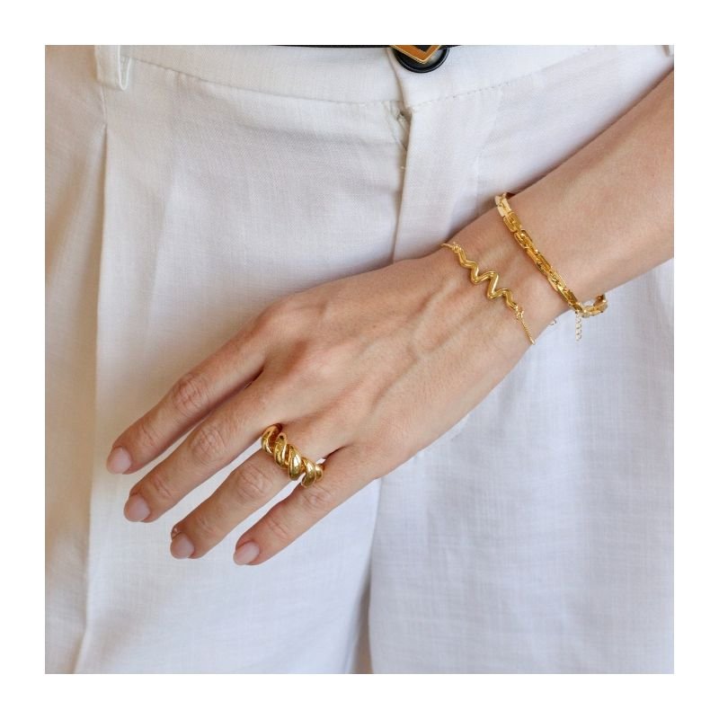 PULSEIRA ELOS RETANGULARES M BANHADO A OURO 18K