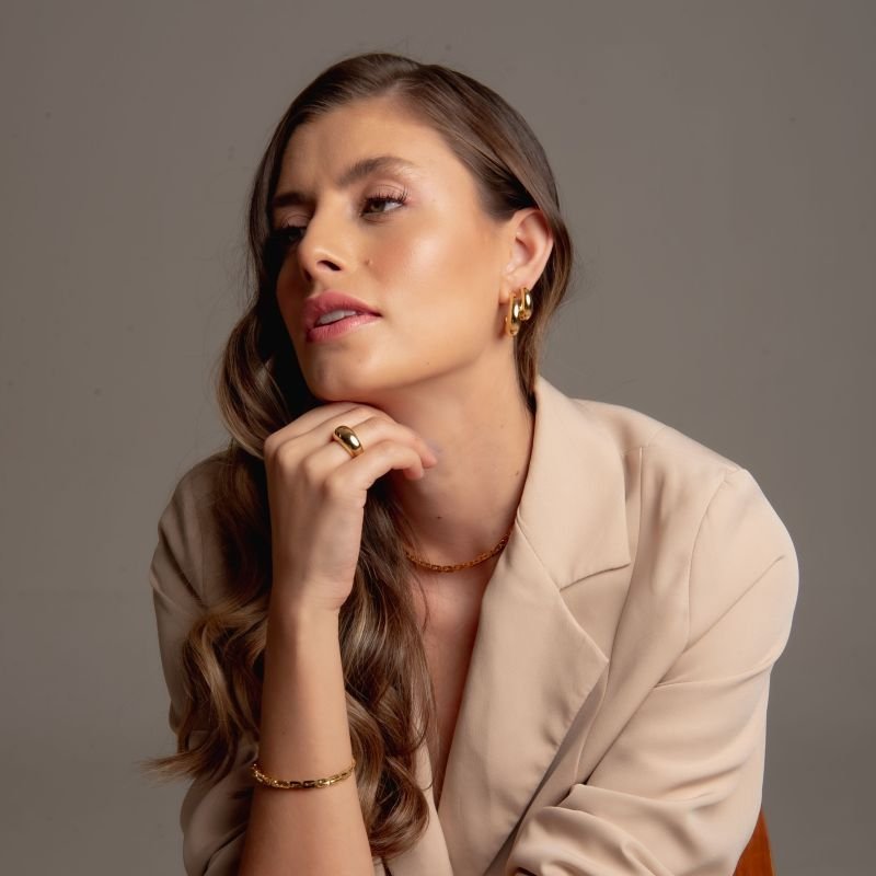 PULSEIRA ELOS RETANGULARES M BANHADO A OURO 18K