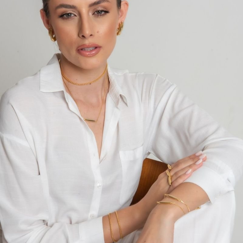 PULSEIRA ELOS SOBREPOSTOS ULTRA DOURADO FOLHEADO