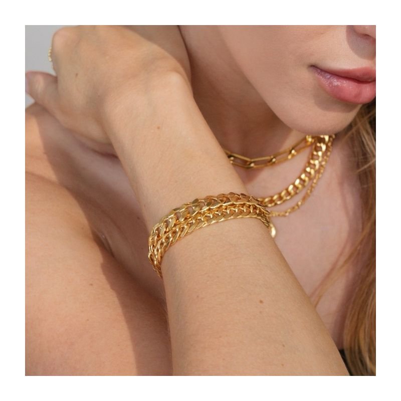 PULSEIRA ELOS SUZZI 8MM BANHADO A OURO 18K