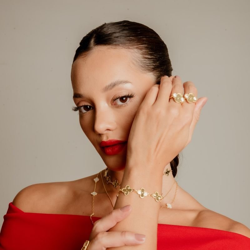 PULSEIRA EM TREVOS CLÁSSIC 18MM BANHADO A OURO 18K