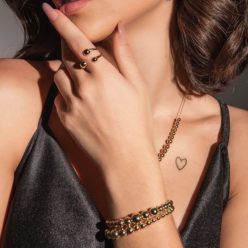 PULSEIRA ESFERAS ABS DEGRADE BANHADO A OURO 18K