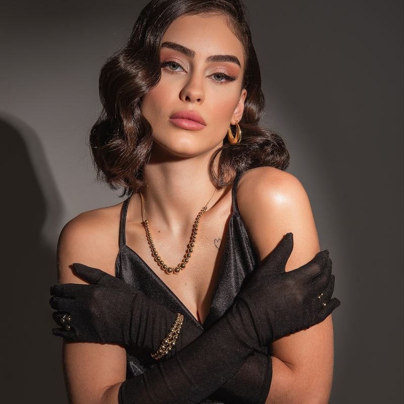 PULSEIRA ESFERAS ABS DEGRADE BANHADO A OURO 18K