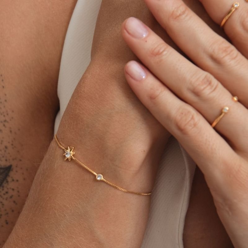 PULSEIRA ESTRELA ZIRCÔNIA BANHADO A OURO 18K