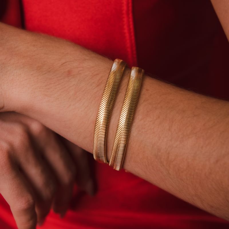 PULSEIRA FITA 8MM BANHADO A OURO 18K