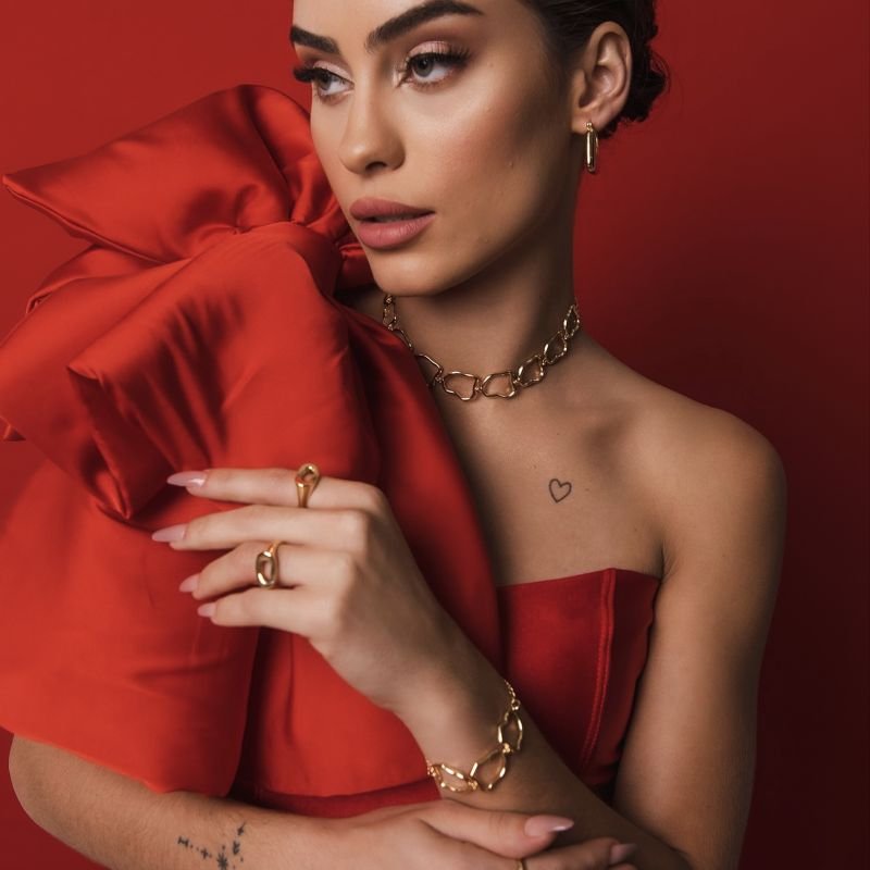 PULSEIRA FLUIDA 3 PINGENTES DOURADO FOLHEADO