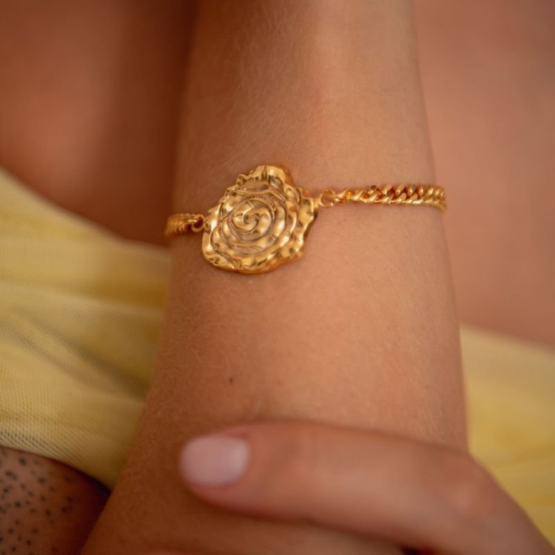 PULSEIRA ROSA BANHADO A OURO 18K