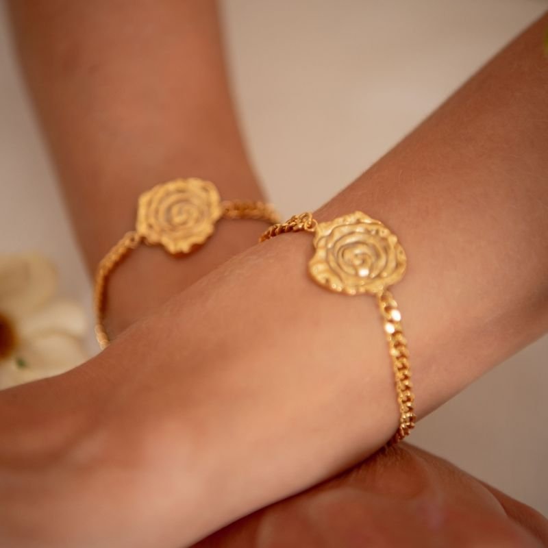 PULSEIRA ROSA BANHADO A OURO 18K