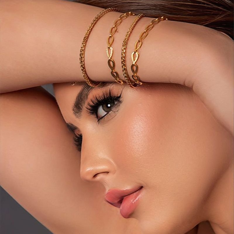 PULSEIRA GOTA VAZADA RISCADA DOURADO FOLHEADO