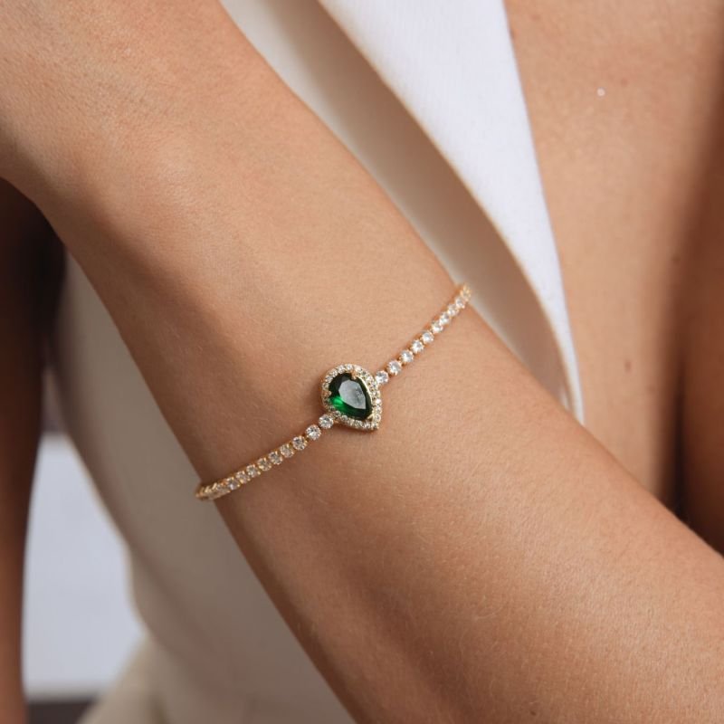 PULSEIRA IMPÉRIO VERDE ZIRCÔNIA BANHADO A OURO 18K