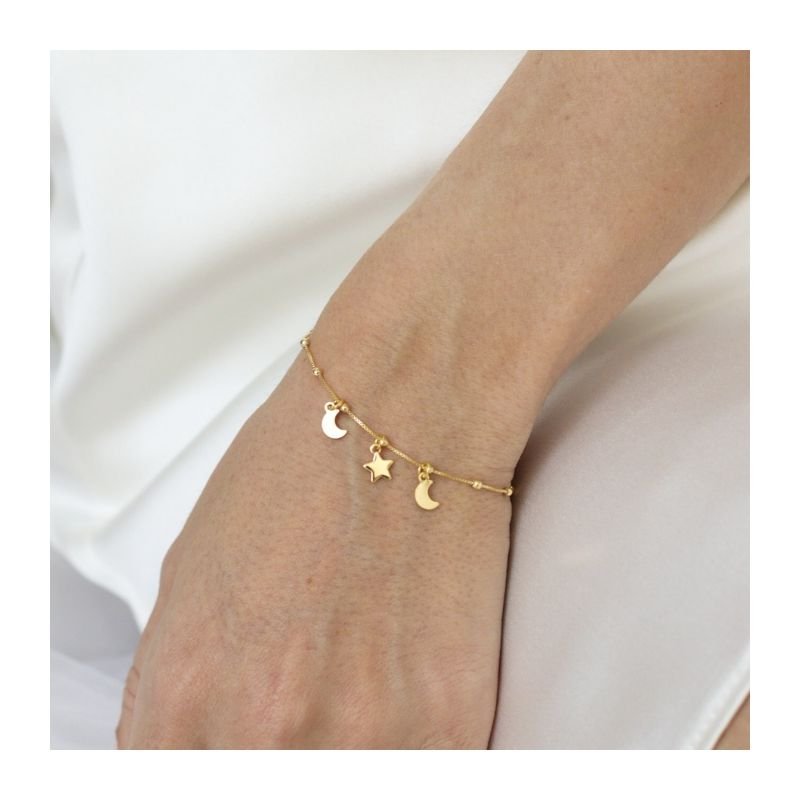 PULSEIRA LUA CRESCENTE BANHADO A OURO 18K