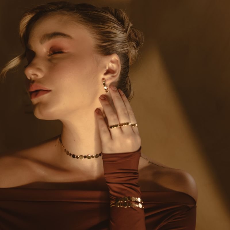 PULSEIRA MEDALHAS INTERCALADAS BANHADO A OURO 18K