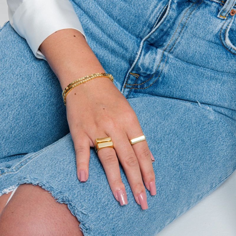 PULSEIRA MINI QUADRADOS BANHADO A OURO 18K