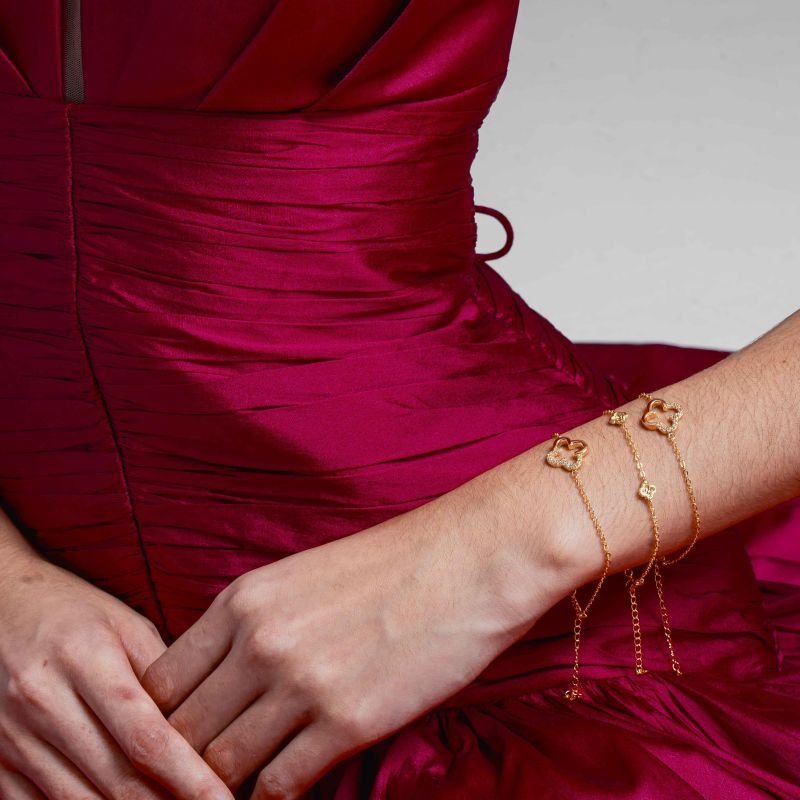 PULSEIRA MINI TREVO ZIRCÔNIA BANHADO A OURO 18K