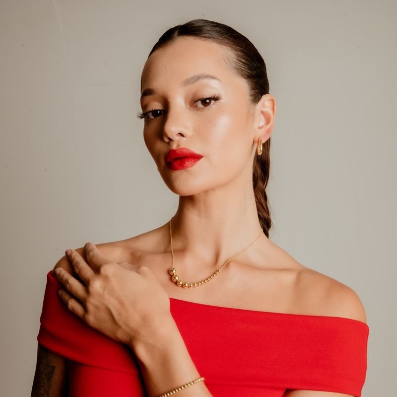 PULSEIRA ORGÂNIC ESFERAS ABS DOURADO FOLHEADO