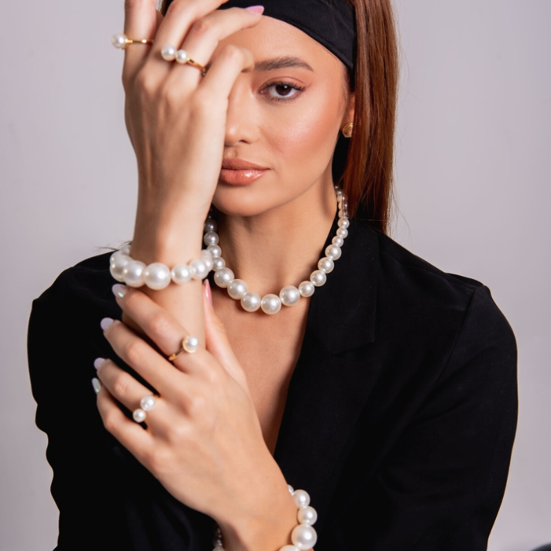 PULSEIRA PÉROLAS DEGRADE MAX DOURADO FOLHEADO