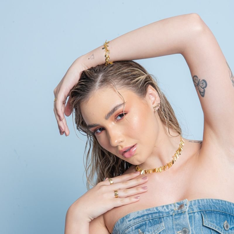 PULSEIRA PLAQUINHA RETANGULAR DOURADO FOLHEADO