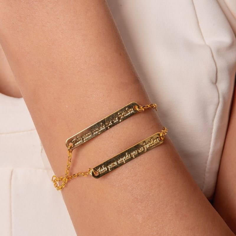 PULSEIRA PLAQUINHA TUDO POSSO DOURADO FOLHEADO