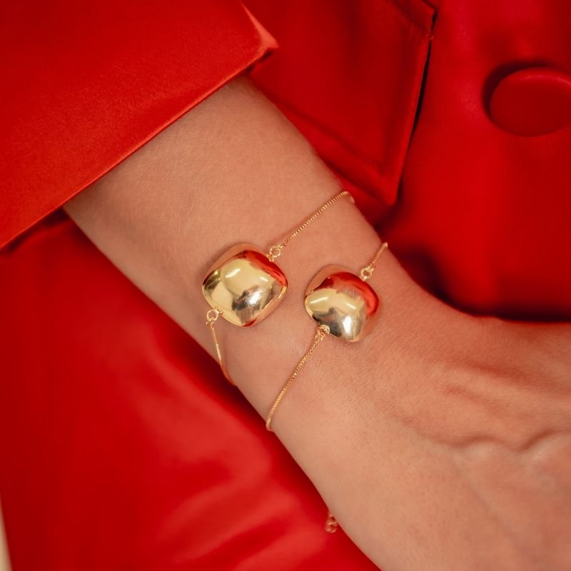 PULSEIRA QUADRADO ABAULADO DOURADO FOLHEADO