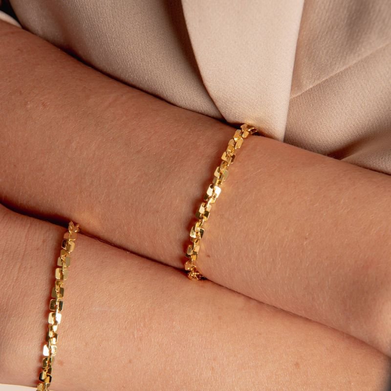 PULSEIRA QUADRADOS P DOURADO FOLHEADO