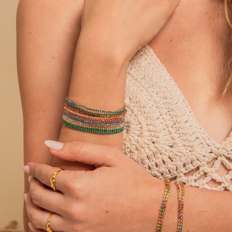 PULSEIRA RIVIERA CRISTAL DOURADO FOLHEADO