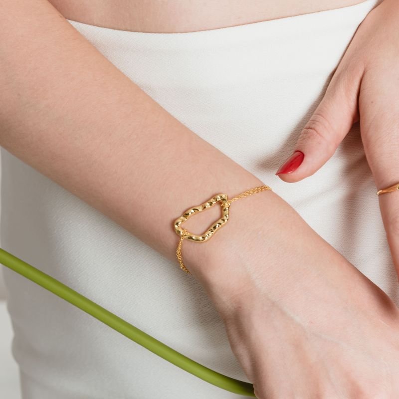 PULSEIRA ROCHA ORGANIC BANHADO A OURO 18K NIVER8