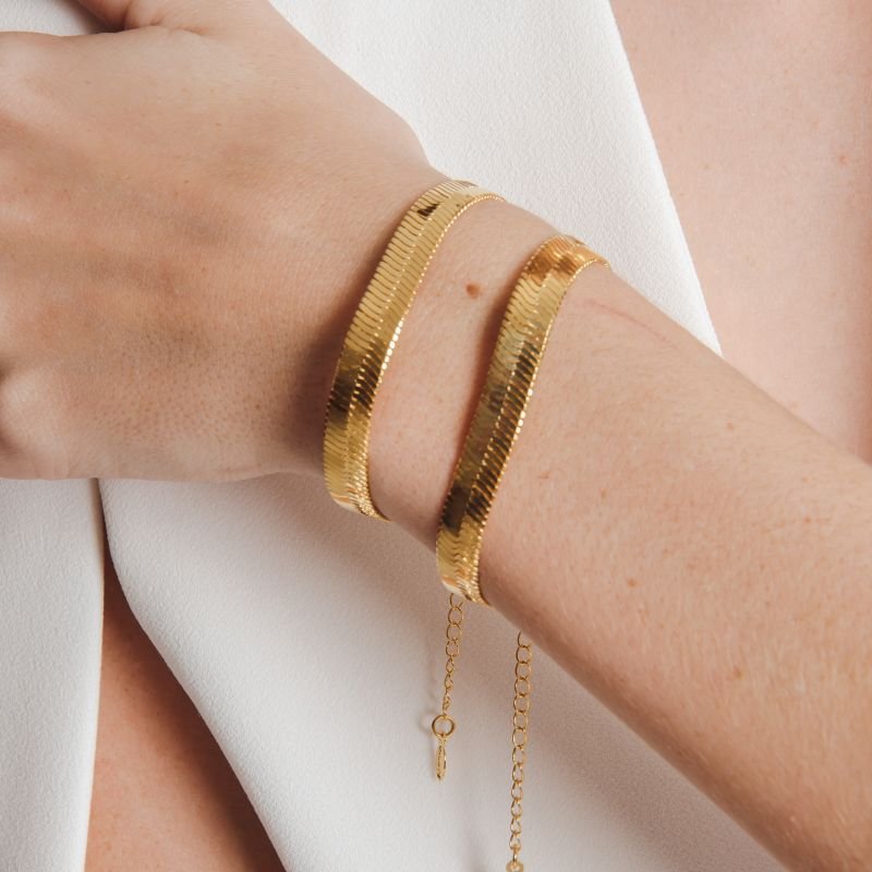 PULSEIRA SNAKE 8MM BANHADO A OURO 18K