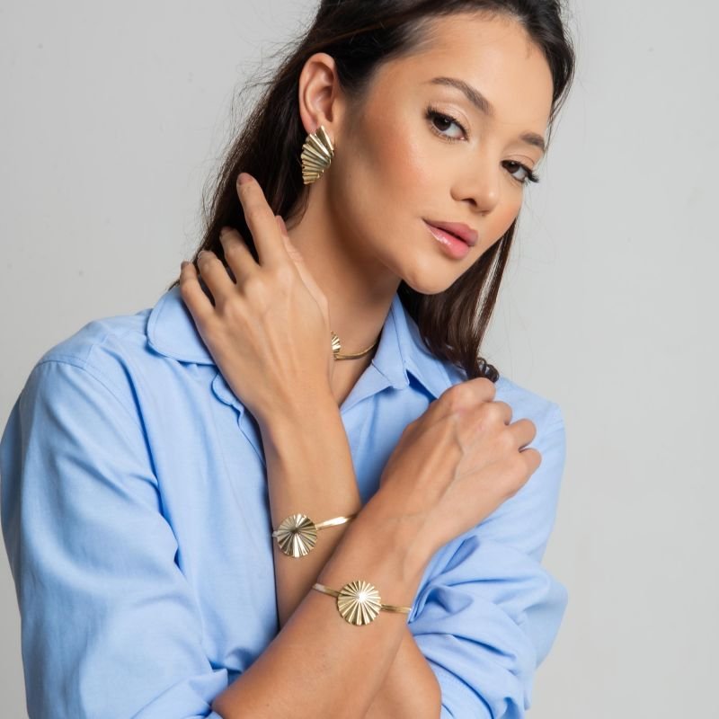 PULSEIRA SNAKE CIRCULO BANHADO A OURO 18K