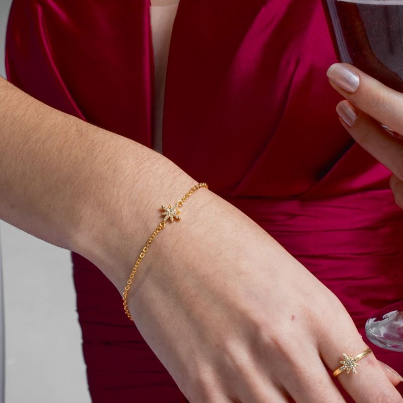 PULSEIRA STARS ZIRCÔNIA BANHADO A OURO 18K