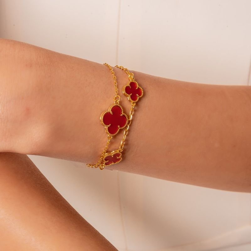 PULSEIRA TREVO RED 11MM BANHADO A OURO 18K