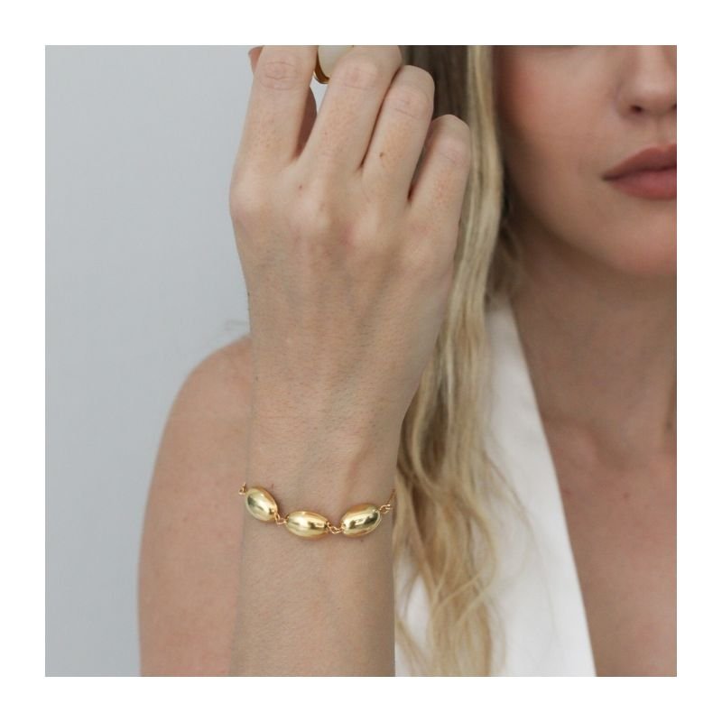 PULSEIRA TRIO DE BOLHAS BANHADO A OURO 18K