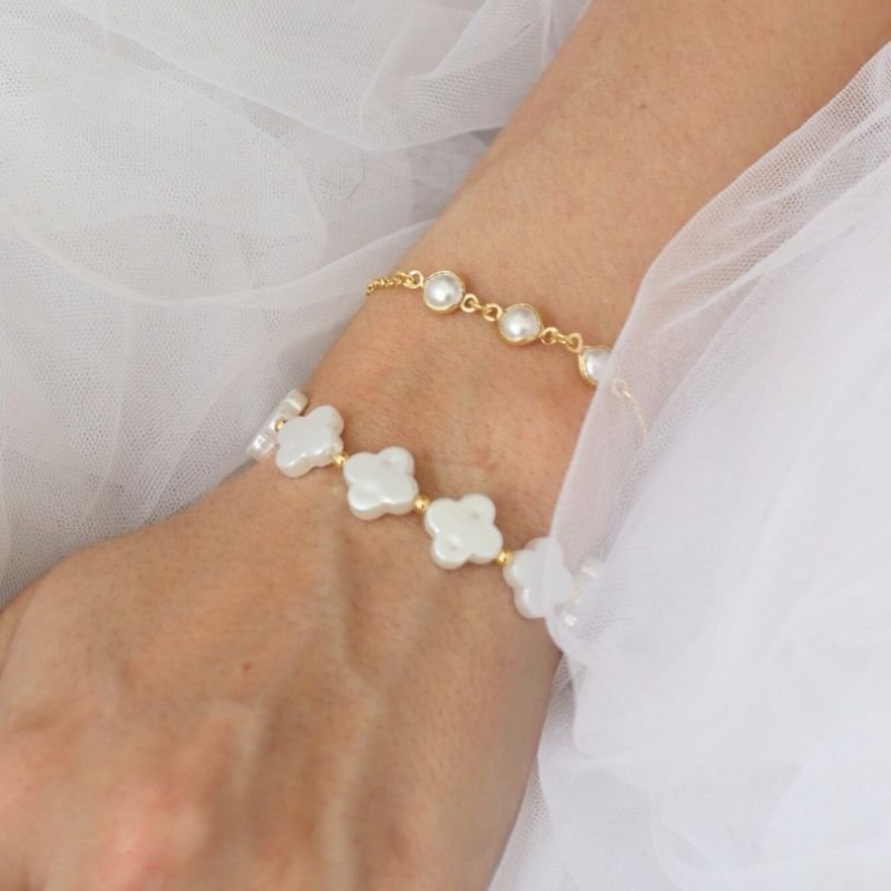 PULSEIRA TRIO DE PÉROLA BANHADO A OURO 18K