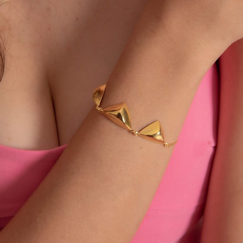 PULSEIRA TRIO TRIÂNGULO BANHADO A OURO 18K