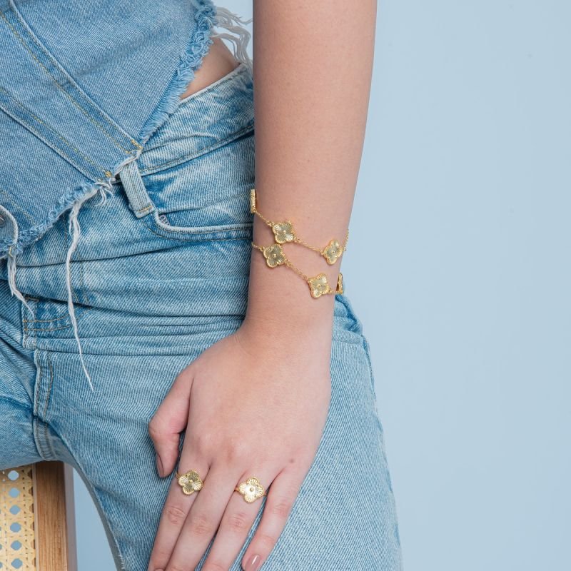 PULSEIRA TREVO CLASSIC 18MM BANHADO A OURO 18K