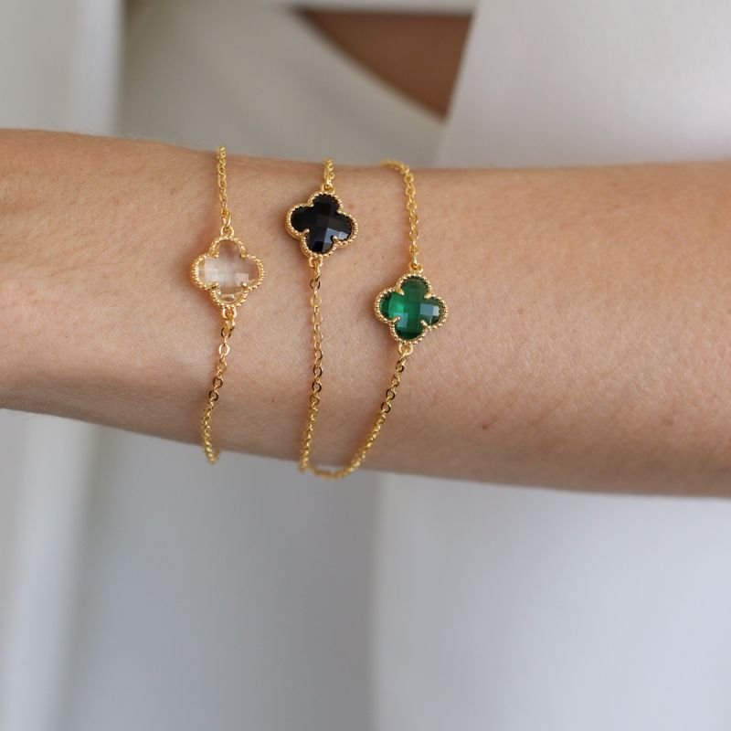 PULSEIRA TREVO PRETO DOURADO