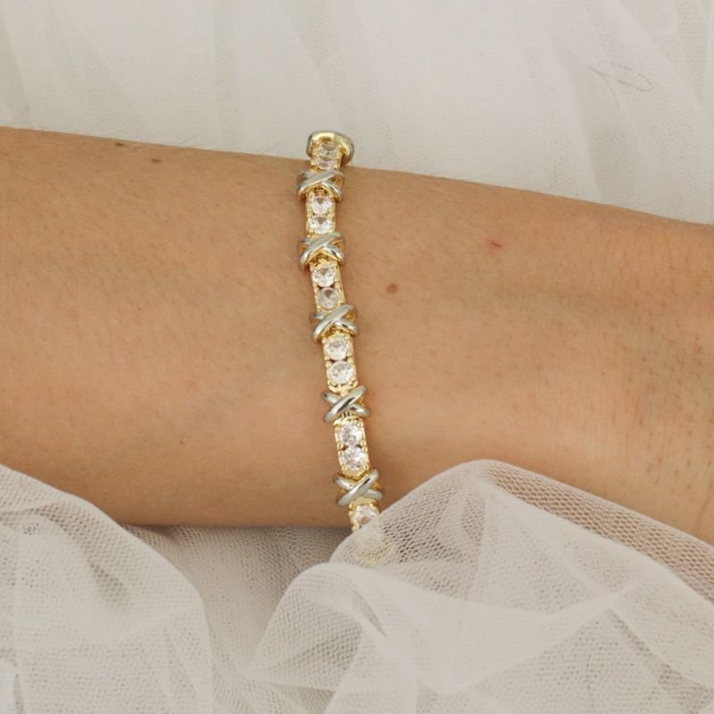 PULSEIRA VITTAGE ZIRCÔNIA BANHADO A OURO 18K