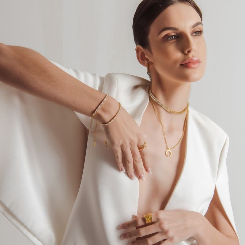 PULSEIRA ZIRCÔNIA QUADRADA 3X3 DOURADO FOLHEADO