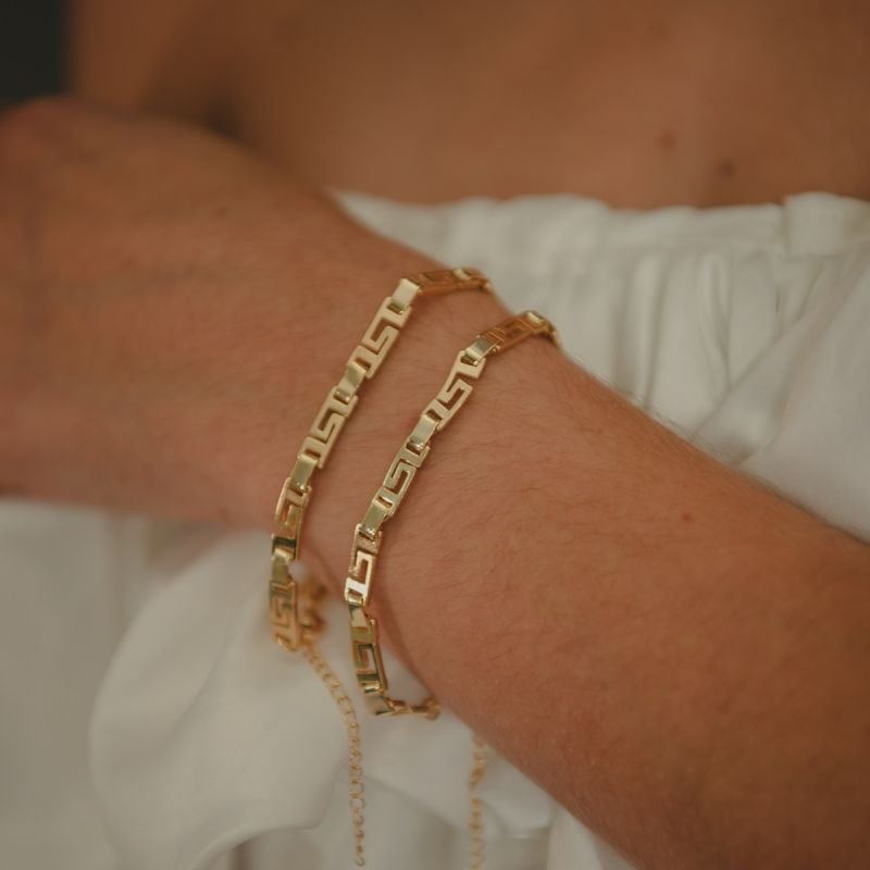 PULSEIRA VERSACE GRECA DOURADO FOLHEADO