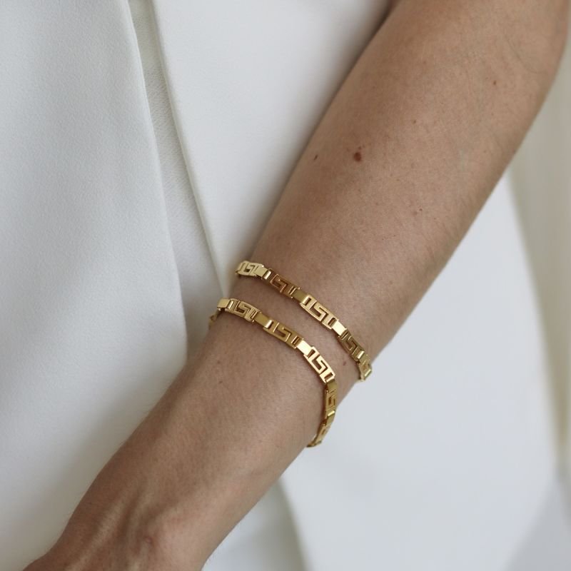 PULSEIRA VERSACE GRECA DOURADO FOLHEADO