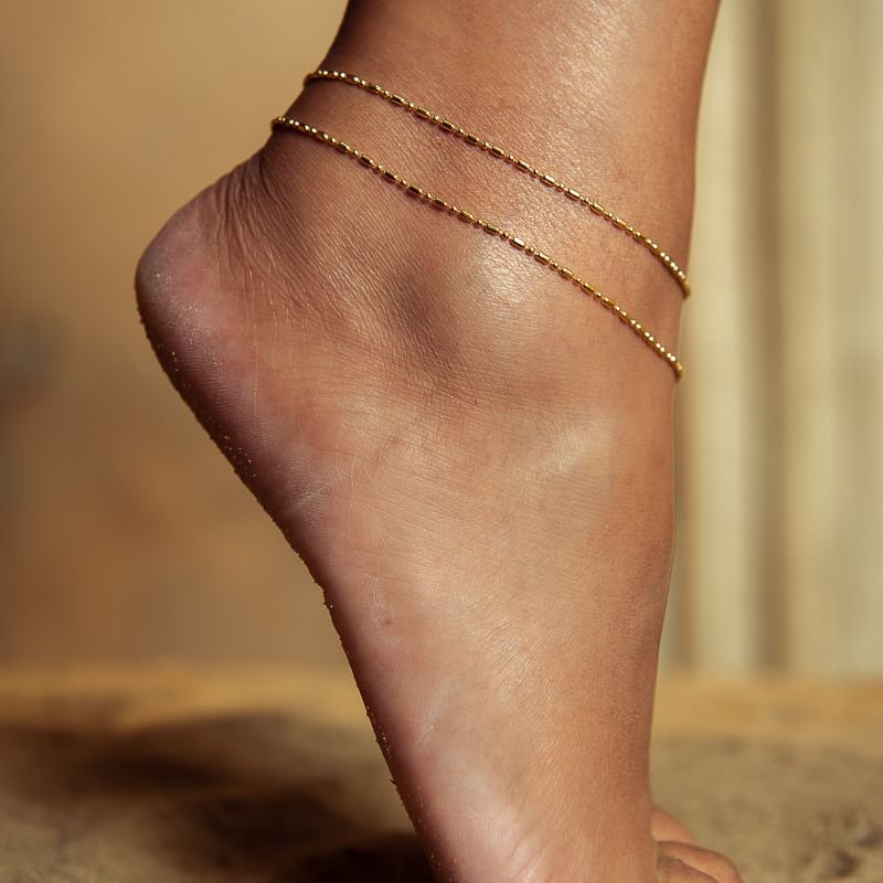 TORNOZELEIRA CILIDRICA DOURADO FOLHEADO