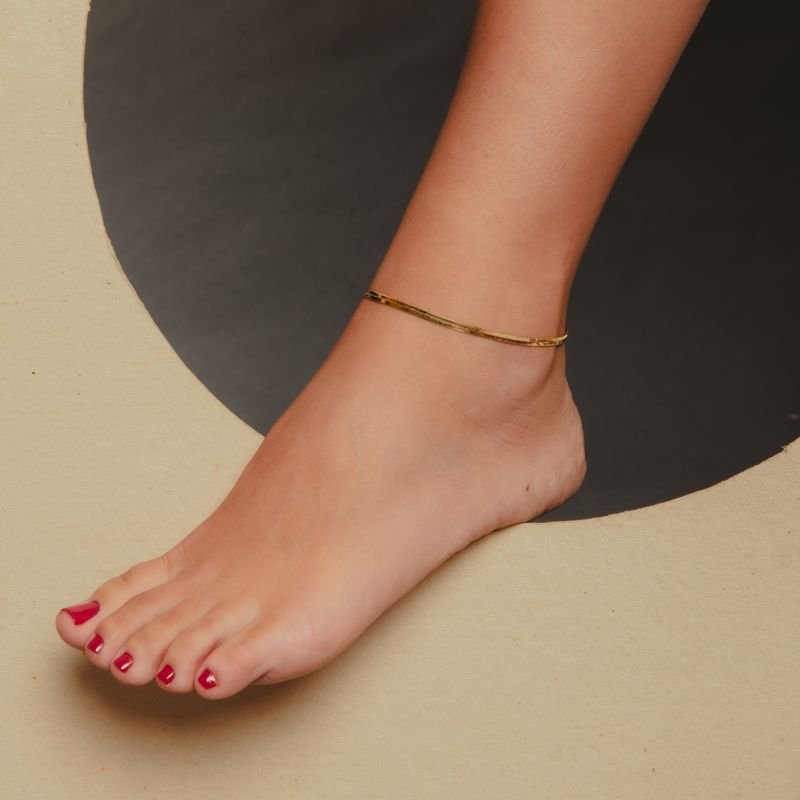 TORNOZELEIRA SNAKE 3MM DOURADO FOLHEADO